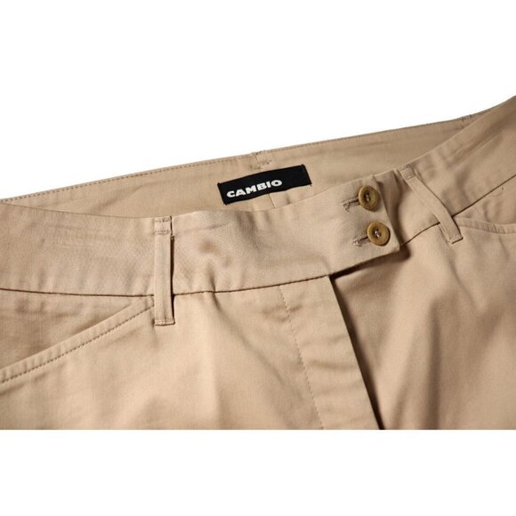 Cambio Women's Size 10 Beige Kelsey Pant Cropped Cotton Slim Cuffed Trouser $280 - Picture 4 of 9